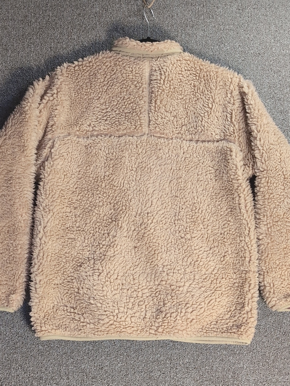 Patagonia Retro-X Deep Pile Sherpa Fleece Jacket In Oatmeal/Red Size 14/XL - Picture 9 of 12